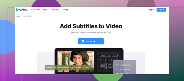 Clideo Subtitle Tool Interface