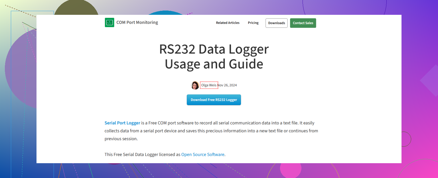 Need help finding a simple, reliable RS232 data logger