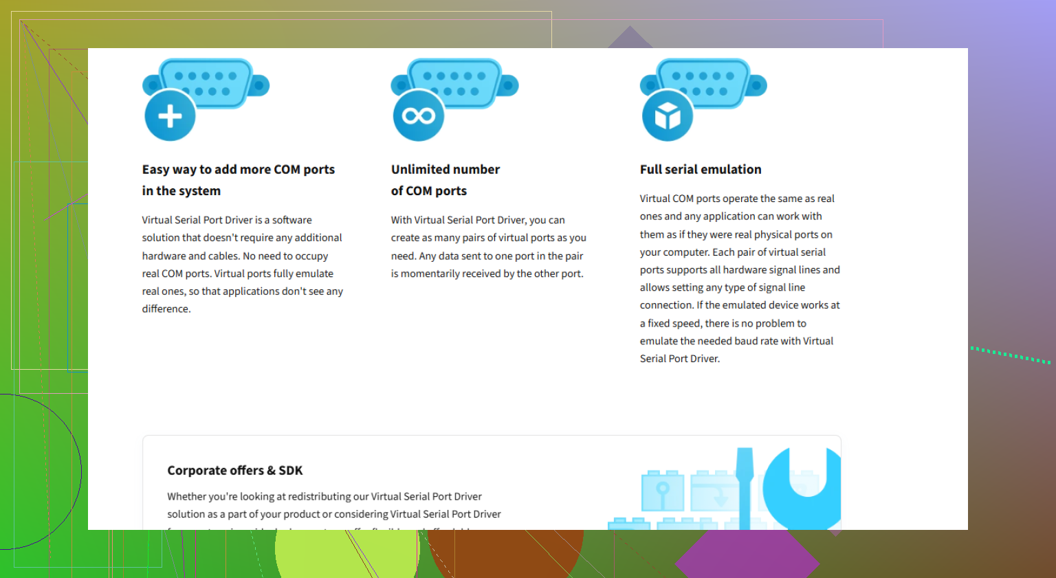 Can anyone recommend a virtual serial port emulator for my project?