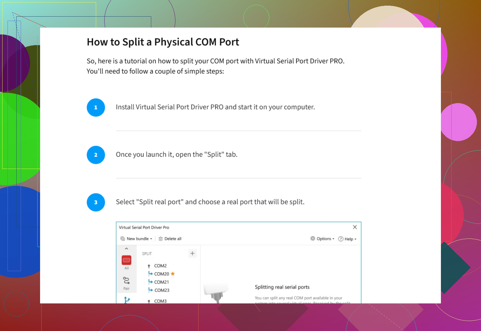 Whats the best serial port splitter for Windows?