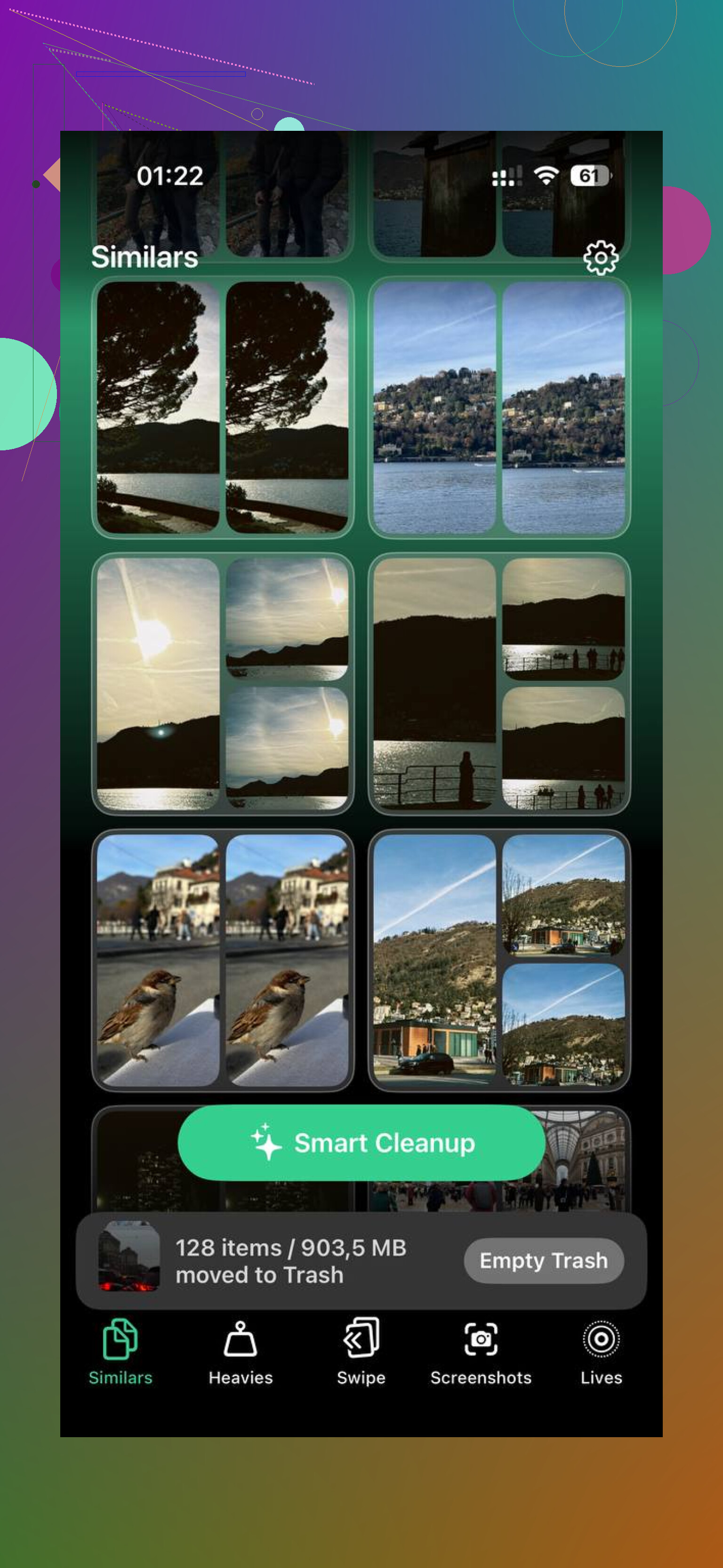 How can I delete all iPhone photos and large videos at once?