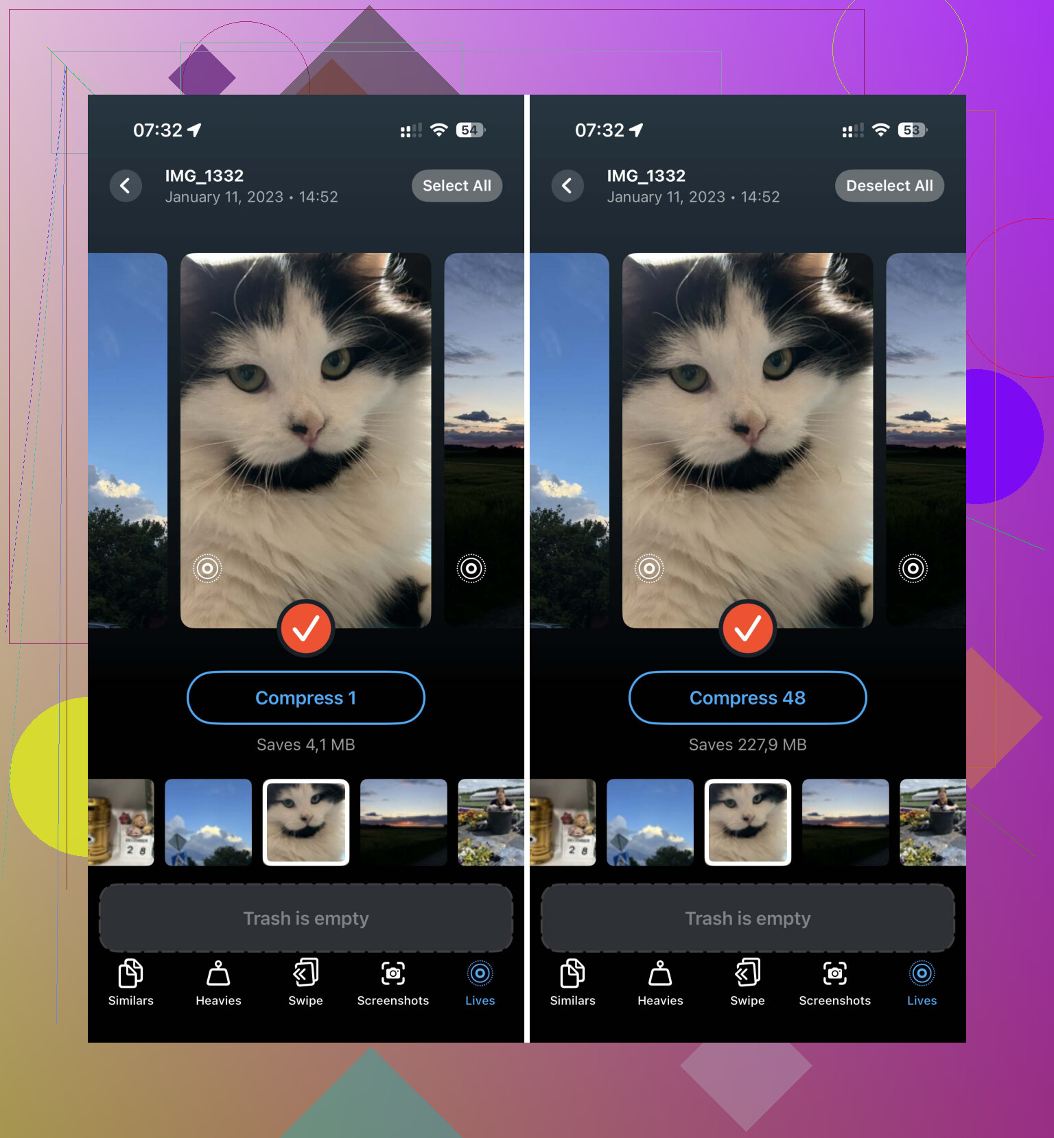 Como posso transformar todas as Live Photos em fotos estáticas para economizar espaço?