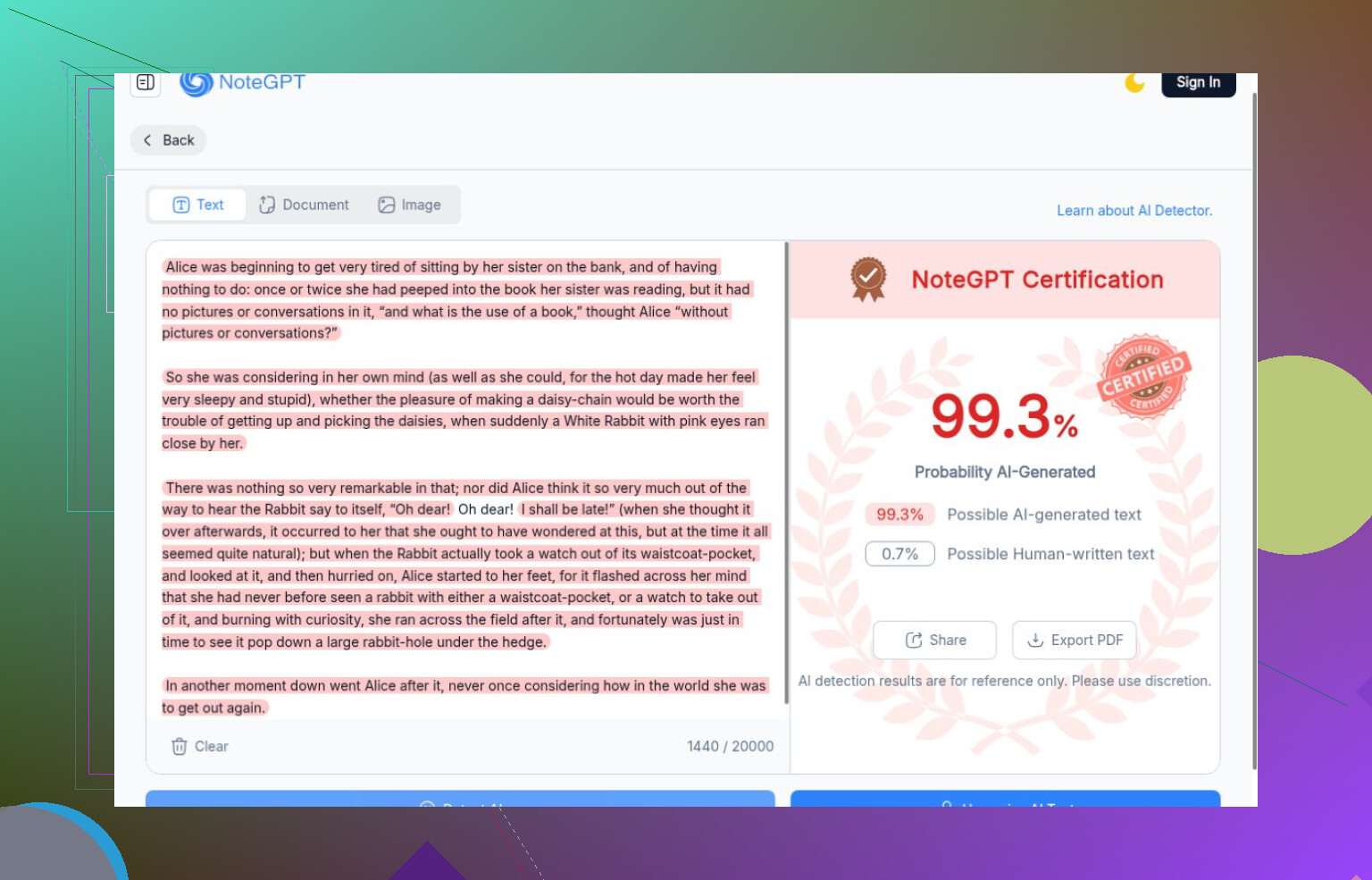 7. Grammarly AI Detector